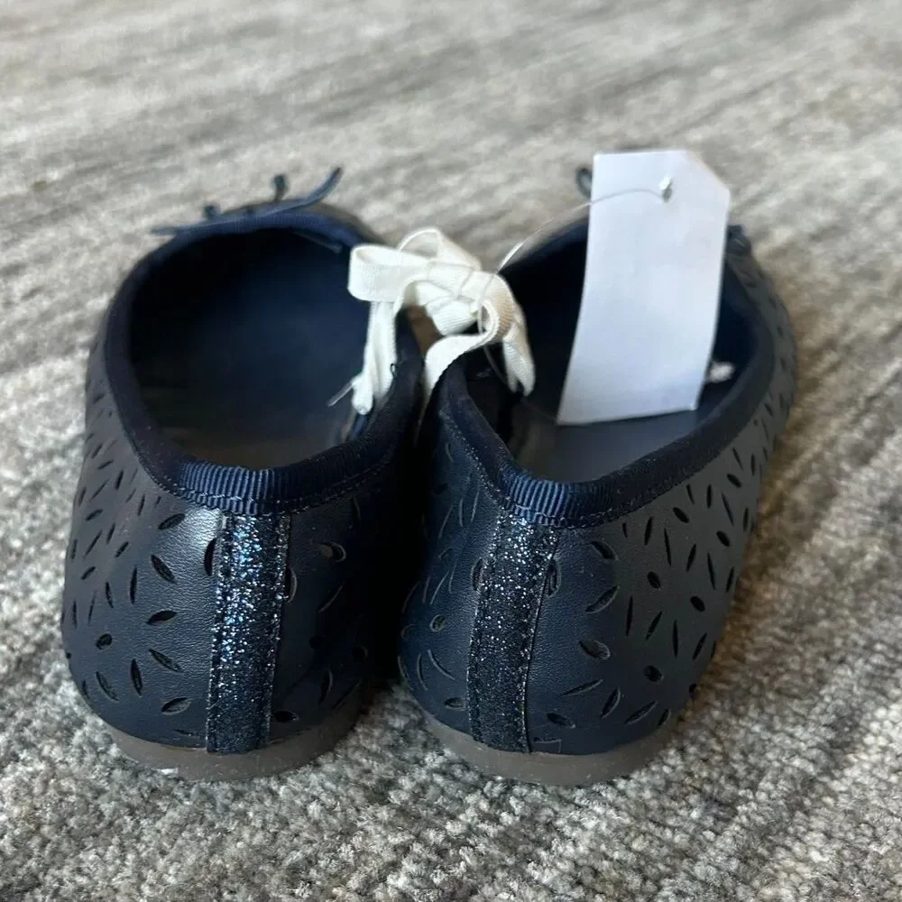 Crewcuts by J. Crew Girls Cutout Navy Ballet Flats, Size 3 NWT